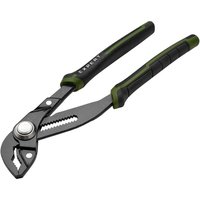 Black and green Draper Expert water pump pliers, 300mm, with quick release mechanism and ergonomic handles.