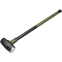 Black and green Draper Expert sledge hammer with long handle and heavy-duty metal head.