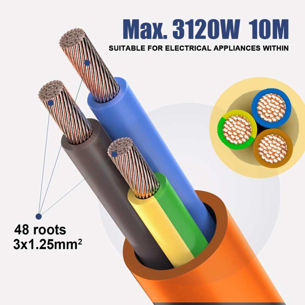 ExtraStar 13A 10m Single Socket Unswitched Orange Extension Lead - image 2