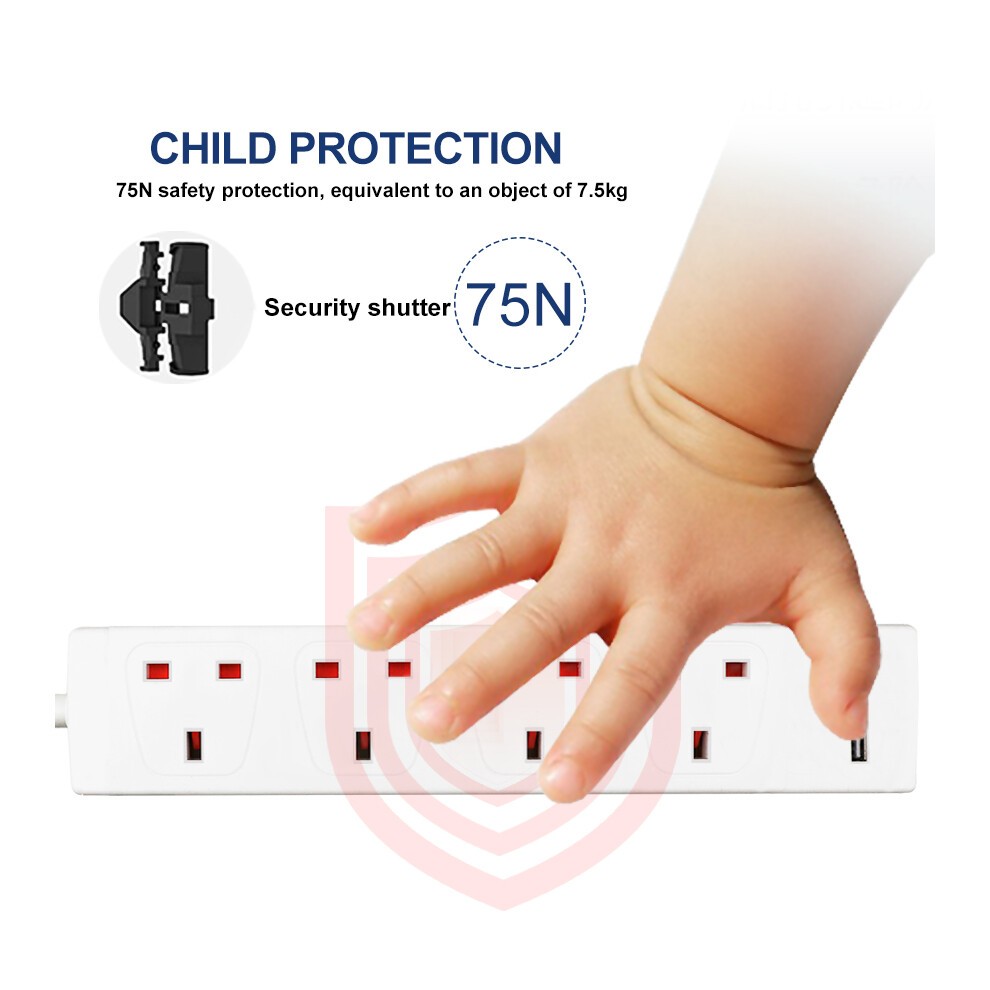 ExtraStar 13A 3m 4 Socket White Unswitched Extension Lead with 2 USB Port - image 2