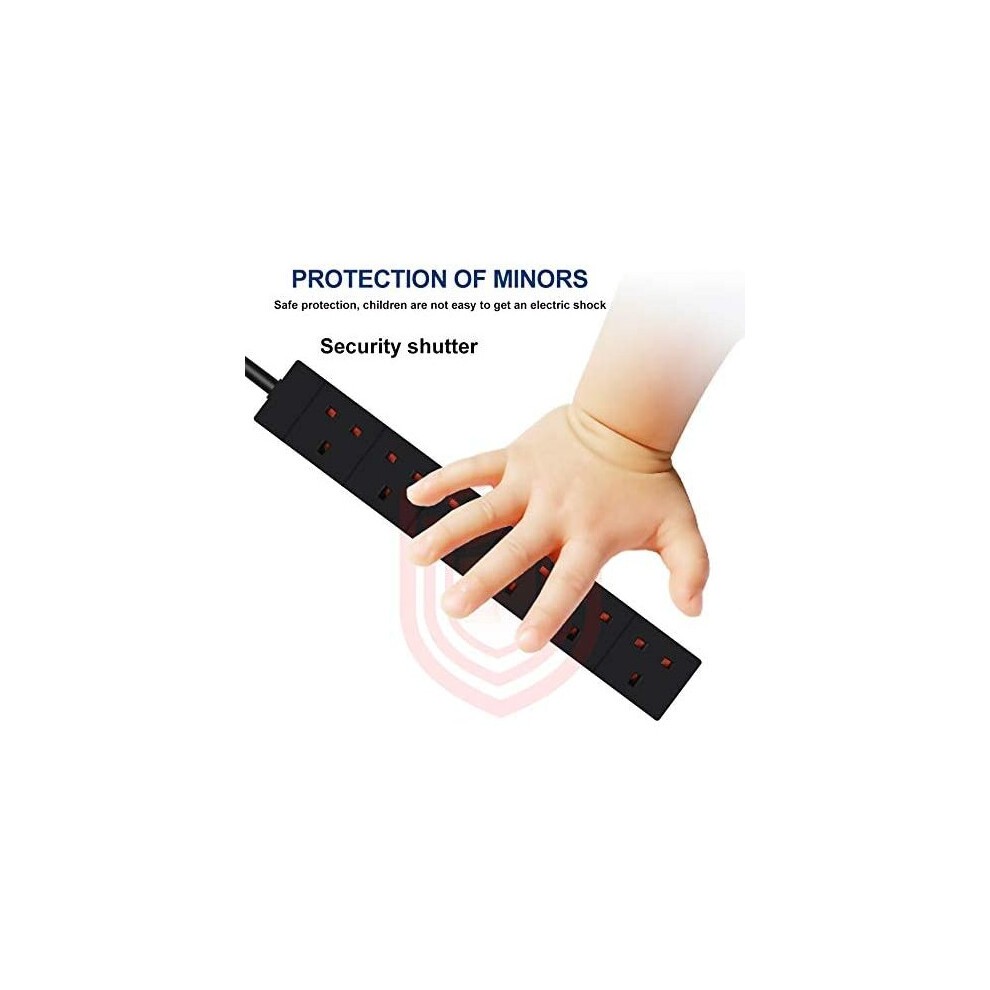 ExtraStar 6 Way 13A Black Extension Lead 3m - image 4