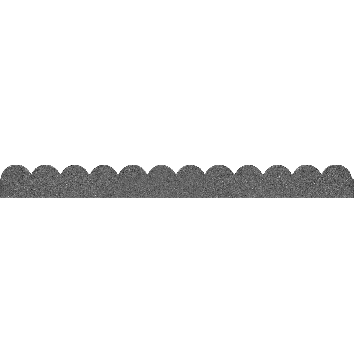 Grey scallop border made of flexible material, featuring a wavy edge design, ideal for decorative edging in gardens or landscaping projects.