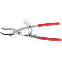 Facom 499.32 bent internal circlip pliers with red handles and silver rack mechanism.
