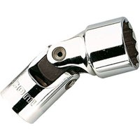 Facom J.11/16F 3/8" OGV hinged socket, chrome finish, pivot joint, hexagonal opening, compact design.