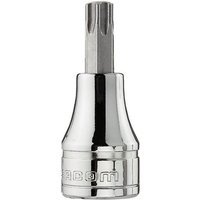 Facom JX series 3/8" drive Torx bit socket, shiny chrome finish, cylindrical base, engraved branding.