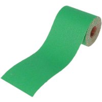 Green Faithfull aluminium oxide sanding paper roll, 115mm x 5m, 80 grit, partially unrolled.