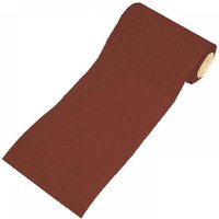 Red Faithfull sanding paper roll, heavy-duty aluminium oxide, 115mm x 5m, 80 grit, partially unrolled.