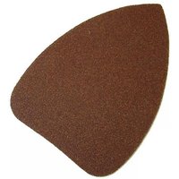 Brown triangular mouse sander sheet with coarse grit and hook & loop backing.