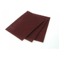 Maroon Faithfull hand pad, very fine, rectangular, 230 x 150mm, textured surface, stacked three pieces.