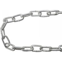 Galvanised chain link reel, 6mm thickness, 15m length, silver color, oval links, max load 250kg, by Faithfull.