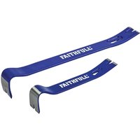 Blue Faithfull 2 Piece Utility Bar Set with flat, angled ends and nail slots, featuring white logo text.