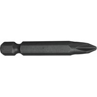 Faithfull Phillips S2 steel screwdriver bits, Ph2, 50mm, pack of 3, dark gray, hexagonal shank, pointed tip.
