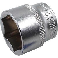 Silver Faithfull 3/8" drive hexagon socket with knurled grip and engraved size markings.