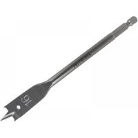 Flat 16mm Faithfull drill bit with hex shank and sharp spade-shaped cutting edge.
