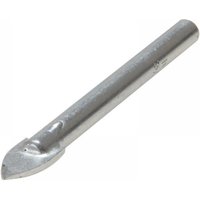Faithfull 10mm tile and glass drill bit, silver with a spear-shaped tungsten carbide tip and cylindrical shank.