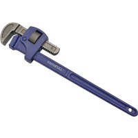 Blue Faithfull Stillson pattern wrench, 450mm, with adjustable jaw and textured handle.