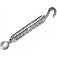 Galvanised Faithfull straining screw with 6mm hook and eye, 89mm length, silver finish, pack of 2.