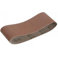 Brown Faithfull cloth sanding belt, 457 x 75mm, 120 grit, looped design with textured abrasive surface.