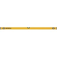 Yellow Faithfull box level with three vials, black end caps, and central bubble indicator, 120cm long.