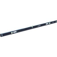 Black Faithfull 180cm heavy-duty spirit level with three bubble vials and silver end caps.