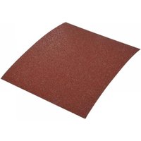 Red Faithfull 1/4 sheet palm sander sheet, medium grit, curved edge, pack of 5.