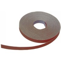 Brown Faithfull sanding roll, 50m x 25mm, 180 grit, with aluminum oxide cloth, coiled with visible inner core.