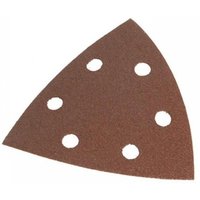 Delta-shaped coarse sanding sheet with hook and loop backing, six holes, brown grit surface, pack of 25 by Faithfull.