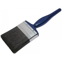 Faithfull 75mm utility paint brush with blue plastic handle and black bristles.