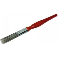 Red-handled Faithfull synthetic paint brush, 13mm, with silver ferrule and tapered bristles.