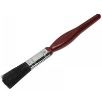 Faithfull 13mm paint brush with dark bristles, metal ferrule, and a smooth, dark red wooden handle.