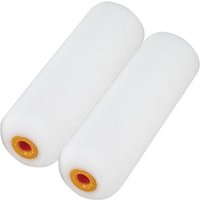 White foam mini roller refills, 100mm, with orange plastic cores, pack of 2 by Faithfull.