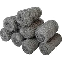Eight rolls of Faithfull steel wool in assorted grades, gray metallic texture, stacked in two layers.