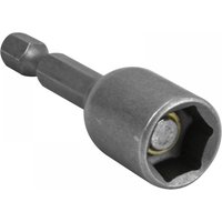 Faithfull magnetic hex nut driver, 1/4 inch hex, 10.0mm, silver metallic finish, cylindrical shape with hex socket.
