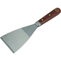 Faithfull stripping knife with 75mm stainless steel blade and wooden handle with brass rivets.