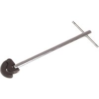 Faithfull adjustable basin wrench with long silver handle and dark curved jaw.