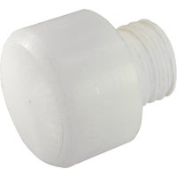 White cylindrical nylon hammer replacement face with threaded end, 32mm diameter.