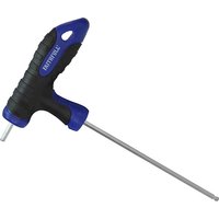 Faithfull T-Handle Hexagon Key, black and blue grip, long silver shaft with ball end.