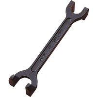 Faithfull Basin Wrench with dark metal finish, dual open-ended jaws, and engraved text on the handle.