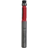 Faithfull Bearing Guided Mini Trimmer Router Cutter, red and silver with a cylindrical body and black bearing guide.