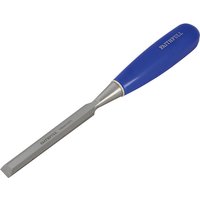 Faithfull bevel edge chisel with blue grip handle, 13mm blade, and silver steel finish.