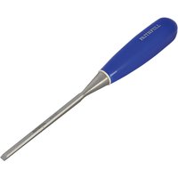 Bevel edge chisel with a blue grip handle and a 6mm steel blade, branded "Faithfull" on the handle.