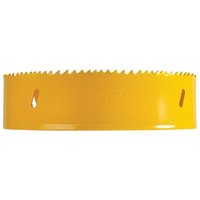 Yellow Faithfull Bi-Metal Cobalt Holesaw 168mm with serrated edge and ventilation slots.