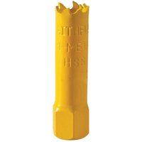 Yellow Faithfull bi-metal cobalt holesaw, 17mm, with serrated edge and embossed text on the cylindrical body.