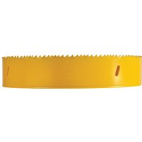 Yellow Faithfull Bi-Metal Cobalt Holesaw 210mm with sharp teeth and ventilation slots.