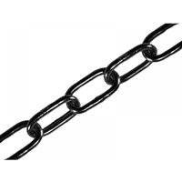 Black japanned chain, 4.0mm thickness, 2.5m length, oval links, max load 120kg.