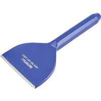 Blue Faithfull brick bolster chisel with wide flat blade and ergonomic handle.