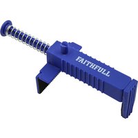 Blue Faithfull Brick Line Runner with ribbed grip, spring mechanism, and clamp end.