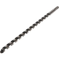 Faithfull Combination Auger Drill Bit, long spiral design, silver and black, hex shank, sharp cutting edge.