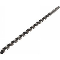 Faithfull wood auger bit, long series, 6 x 400mm, spiral design, silver and black finish, hex shank.