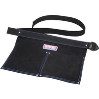 Black Faithfull double pocket nail pouch with adjustable belt and reinforced stitching.